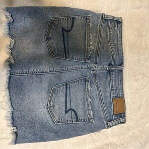 Frayed Hem Denim Skirt